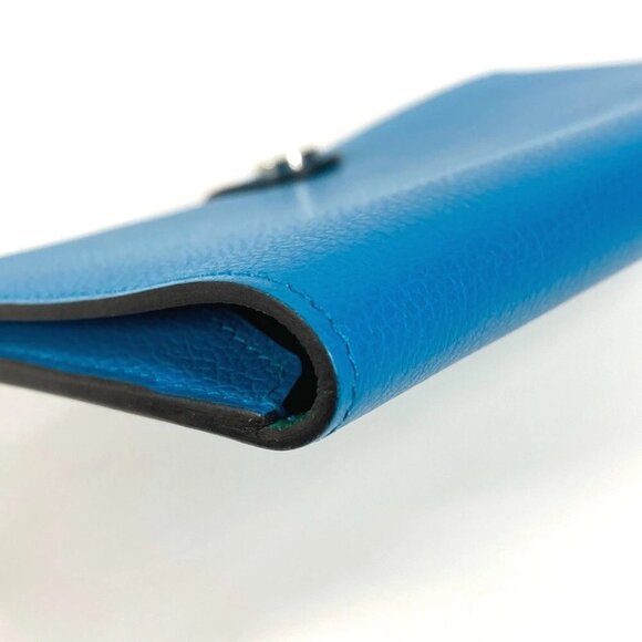 HERMES Bicolor RMS Tutankhamun bifold Long Wallet Evercolor blue/Green - Picture 5 of 14